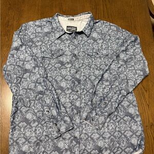 Men's Blue Patterned Casual Button Down Shirt